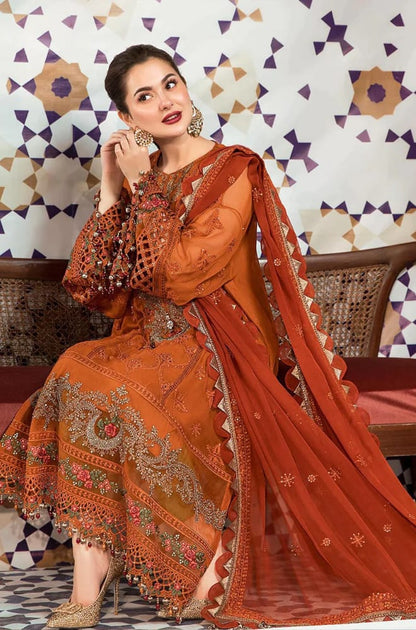 MARIA-B - 3PC DHANAK EMBROIDERED WITH DHANAK EMBROIDERED SHWAL - BIC-.3