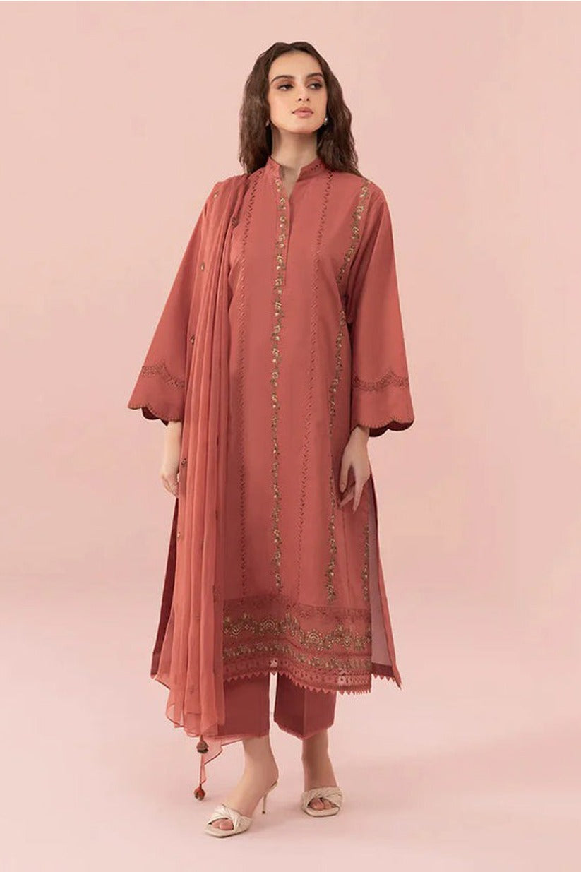 SAPPHIRE -3PC LAWN EMBROIDERED SHIRT WITH BAMBER CHIFFON EMBROIDERED DUPATTA-BIC-3542