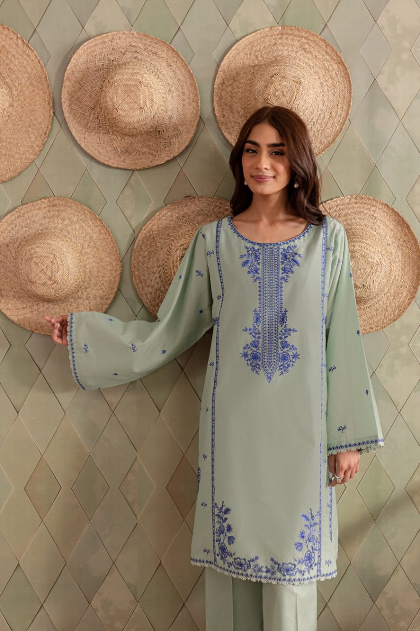 JAMIZ-2PC DHANAK EMBROIDRED SHIRT WITH AND TROUSER-BIC-3282