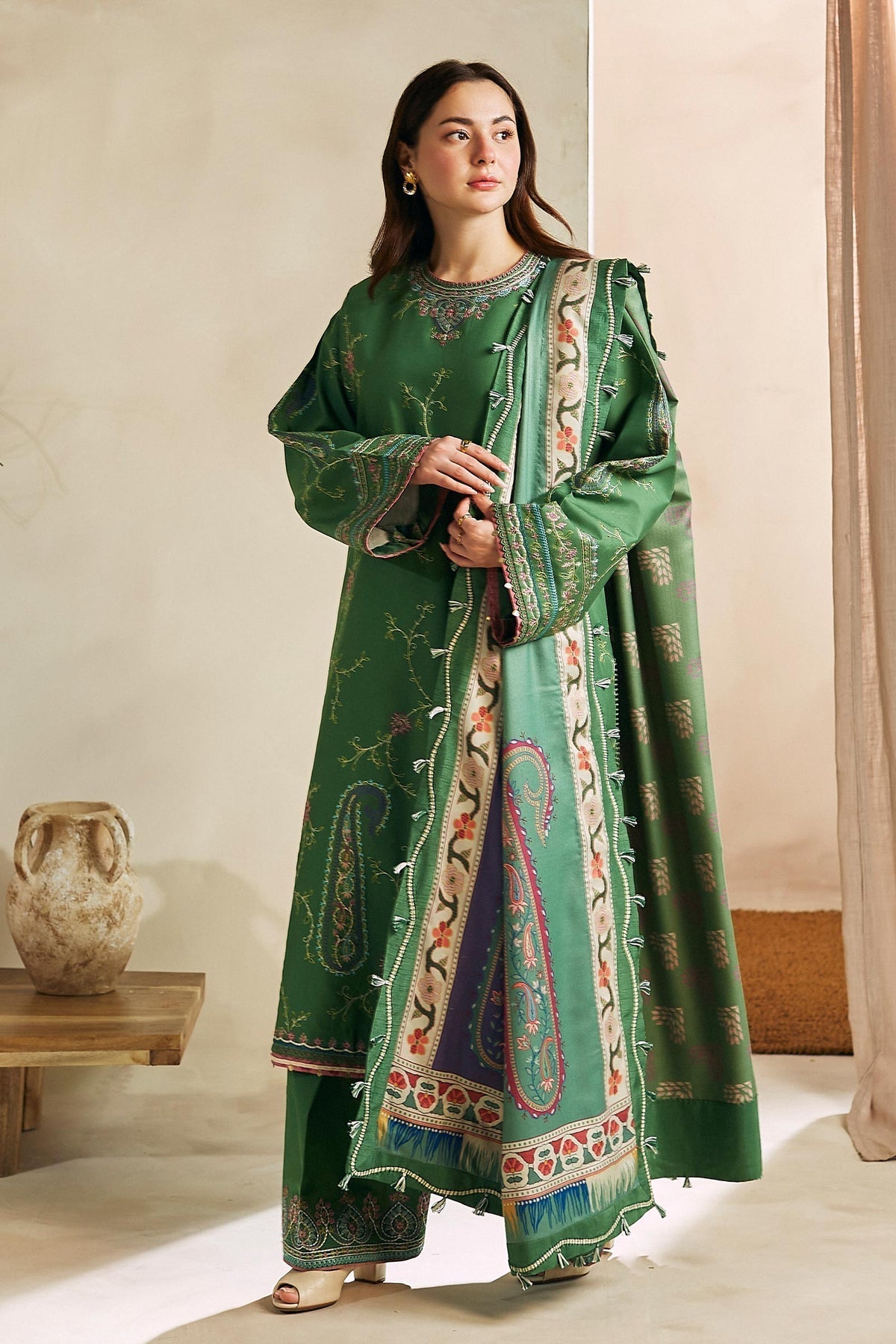 ZARA SHAH JAHAN - 3PC LAWN EMBROIDERED SHIRT WITH COTTON SILK PRINT DUAPTTA AND TROUSER-BIC-2694