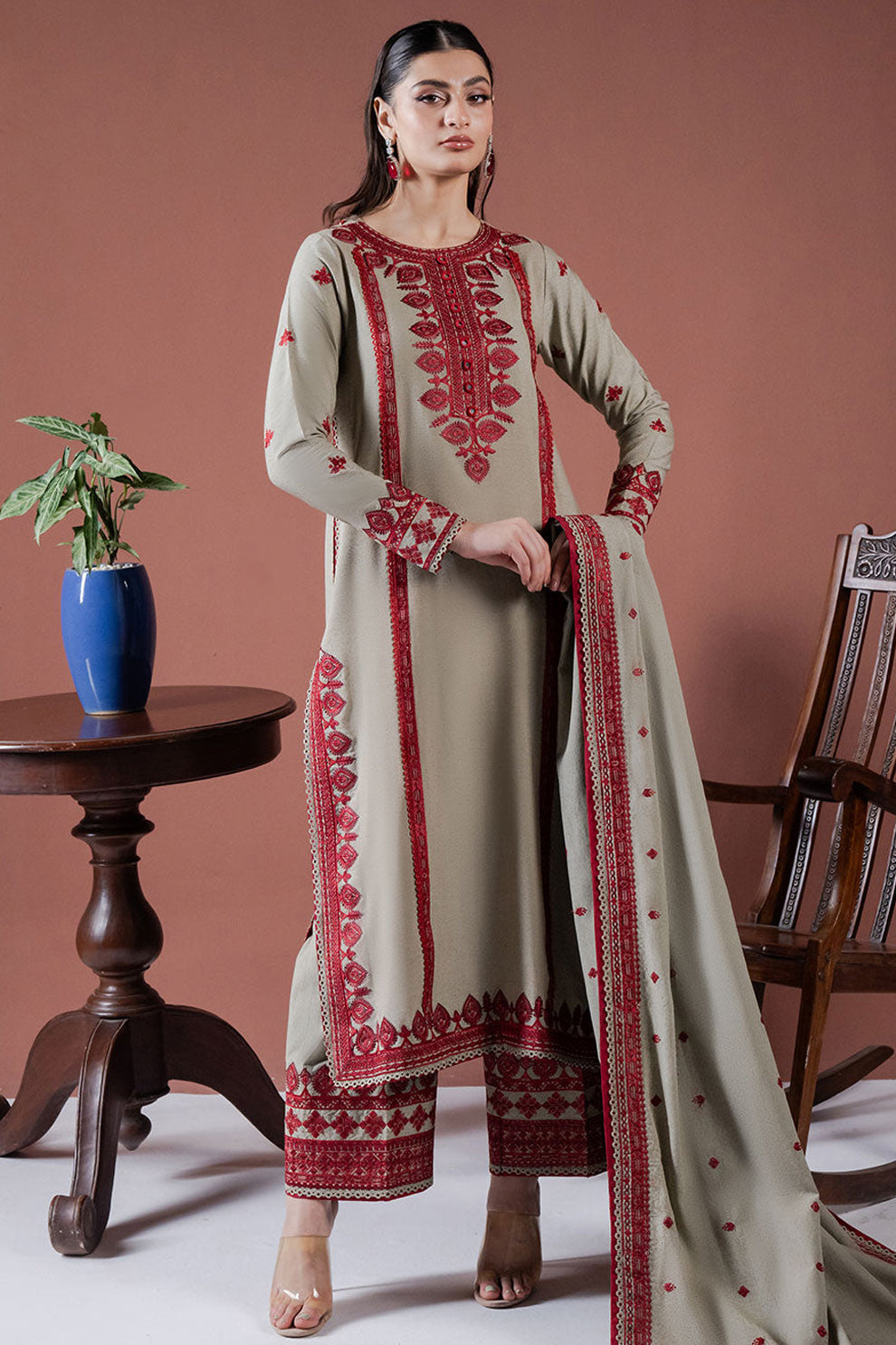 ASIM JOFA-3PC LAWN EMBROIDERED SHIRT WITH LAWN EMBROIDERED DUPATTA AND LAWN TROUSER-BIC-3563