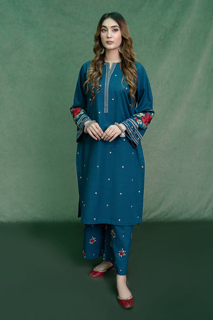 URGE-2PC DHANAK EMBROIDRED SHIRT WITH AND EMBROIDRED TROUSER-BIC-3105