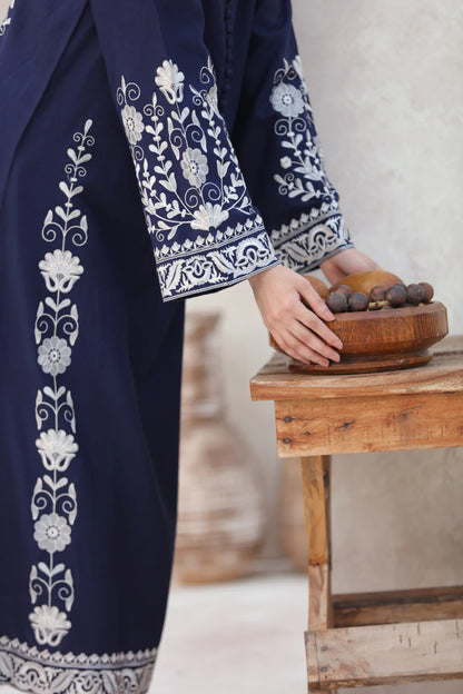 FEROZAE-2PC DHANAK EBROIDERED SHIRT WITH DHANAK EMBROIDERED SLEEVES-BIC-3390