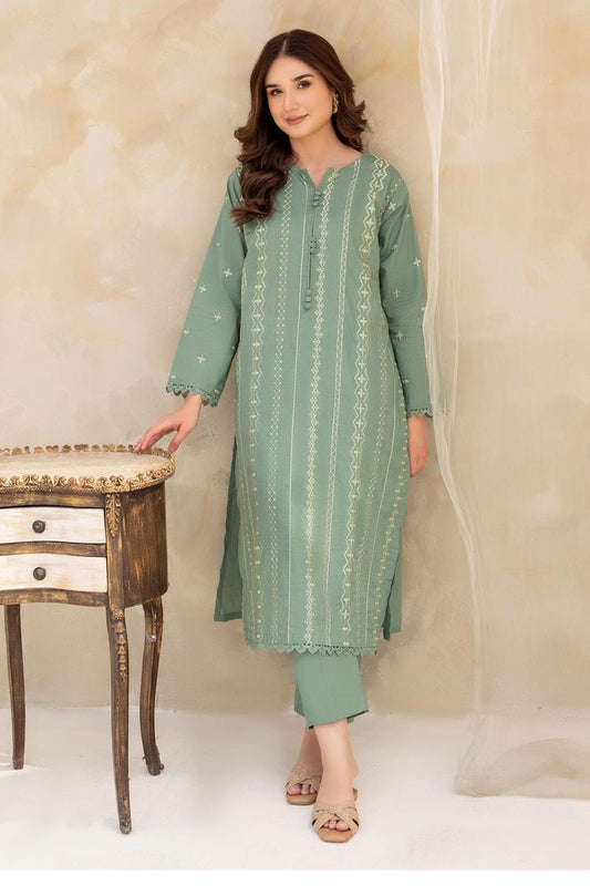 LAZULI- LAWN 2PC EMBROIDERED SHIRT WITH EMBROIDERED SLEEVES WITH TROUSER -BIC- 2959