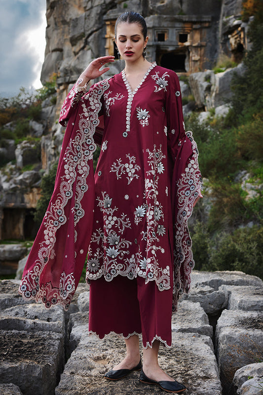 IMAGE-3PC LAWN EMBROIDERED SHIRT WITH MONARK EMBROIDERED DUAPATTA AND TROUSER-BIC-3715