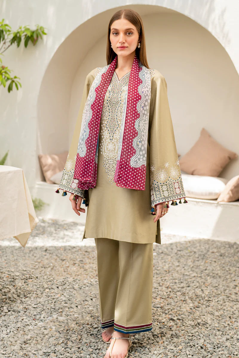 JAZMIN-3PC LAWN EMBROIDERED SHIRT WITH DIAMOND PRINTED DUPATTA & EMBROIDERED TROUSER - BIC