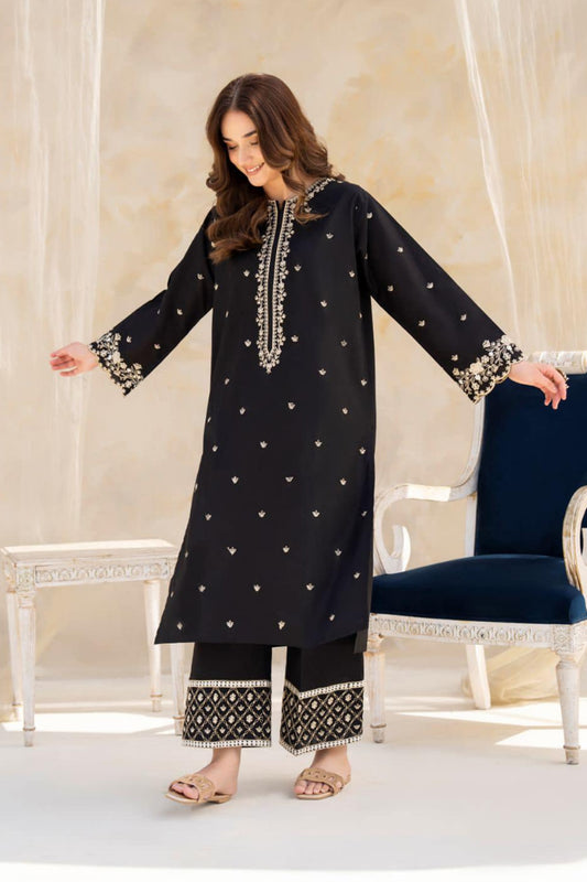 RIWAJ TAN 2PC EMBROIDERED SHIRT WITH EMBROIDERED SLEEVES WITH EMBROIDERED   TROUSER -BIC- 2957