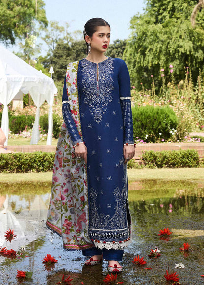 AYAN SAFFANA-3PC VISCOUS EMBROIDRED SHIRT WITH COUTURE PRINT SHAWL AND TROUSER-BIC-3159