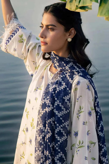 Cross Stitch-3pc Kranadi Print Shirt With Karandi Print Shawl And Trouser-BIC-