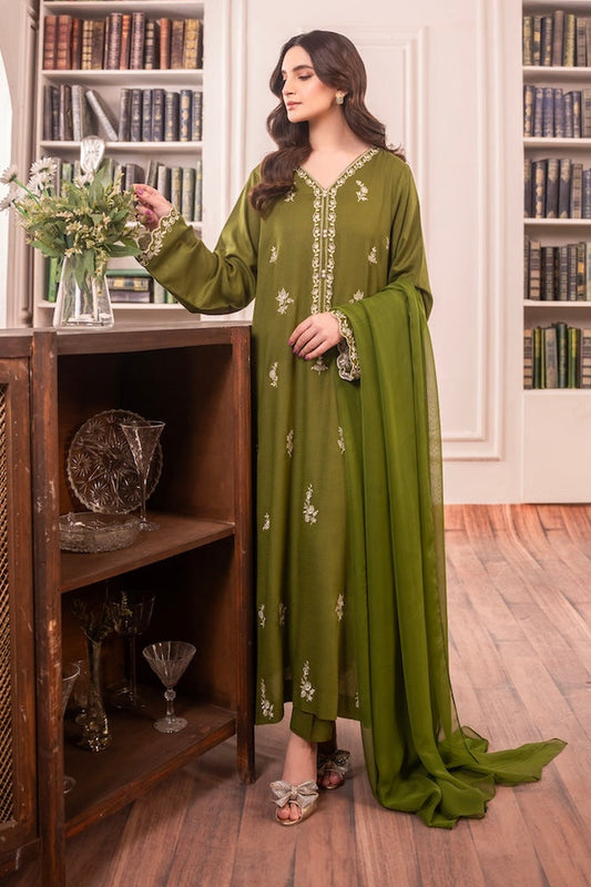 ASIM JOFA-3PC LAWN EMBROIDERED SHIRT WITH BAMBER CHIFFON DUPATTA AND LAWN TROUSER-BIC-3575